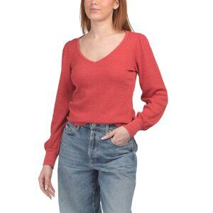 MICHAEL STARS Cardinal Made In Usa Thermal Ida Puff Sleeve Tee